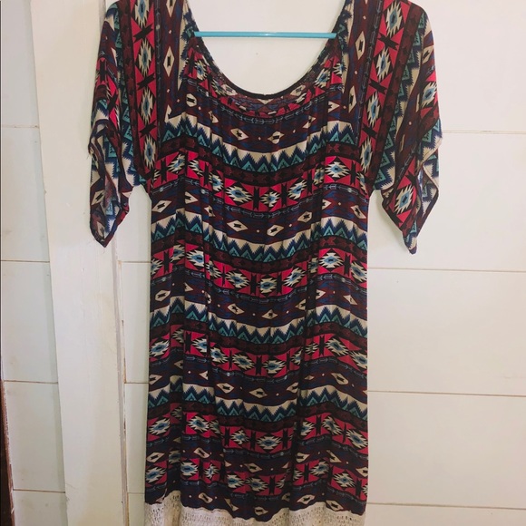 Fringes Aztec Pattern Dress - Picture 3 of 3